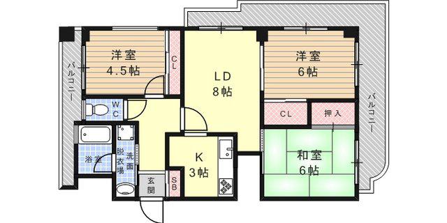 本山アネックス(3LDK/3階)の間取り写真