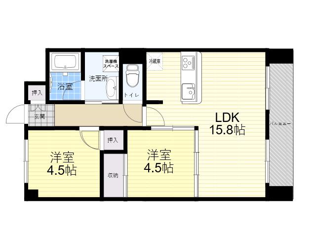 サンプラザ本山南(2LDK/1階)の間取り写真