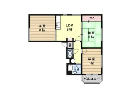 石町コーポ(3LDK/4階)の間取り写真