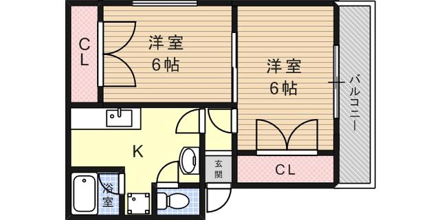 サンフラワー御影(2K/3階)の間取り写真