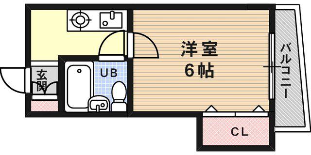 ロマネスク六甲(1K/5階)の間取り写真