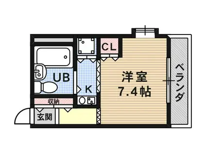 ジョイフル六甲Ⅴ(ワンルーム/3階)の間取り写真