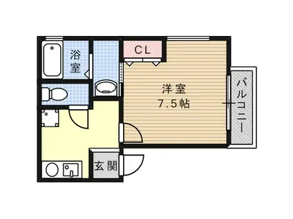 ティーハーモニー(1K/1階)の間取り写真