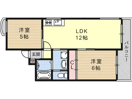 ダンディライオン六甲Ⅱ(2LDK/1階)の間取り写真