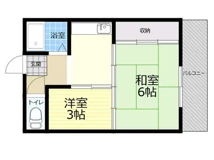 西木ビル(2K/4階)の間取り写真