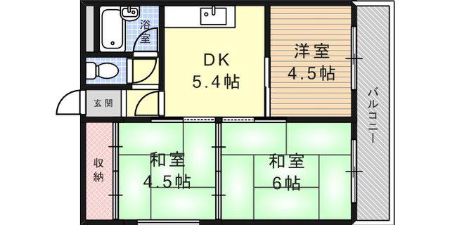 甲南メゾン深江(3DK/2階)の間取り写真