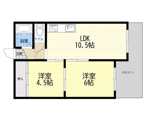 甲南メゾン深江(2LDK/2階)の間取り写真