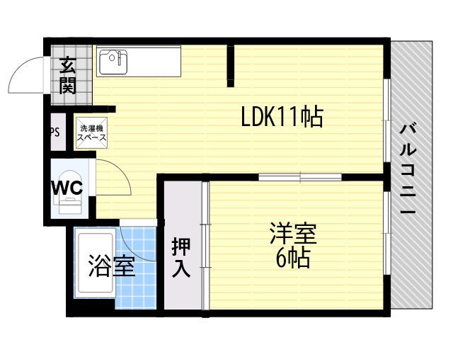 メゾン琵琶(1LDK/5階)の間取り写真