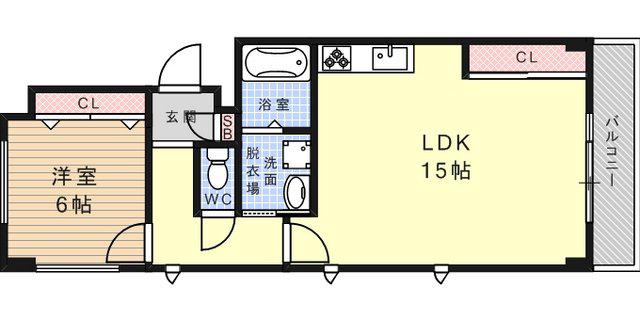 リシェ六甲南(1LDK/2階)の間取り写真