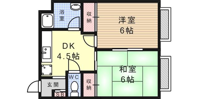 甲南フラット(2DK/3階)の間取り写真