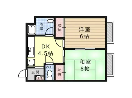 甲南フラット(2DK/2階)の間取り写真