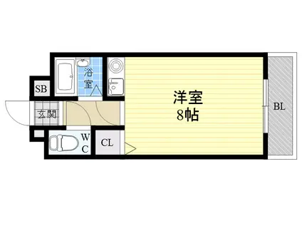 クレッシェンド岸地(ワンルーム/1階)の間取り写真