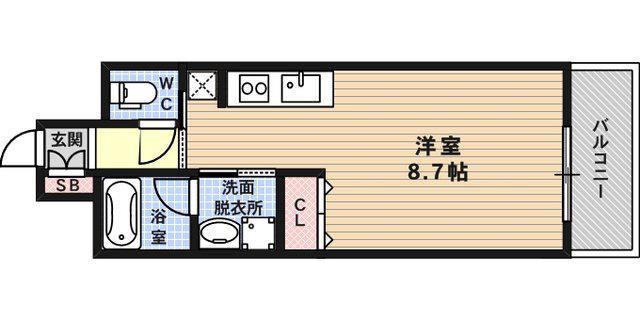 エルセレーノ石屋川(ワンルーム/6階)の間取り写真