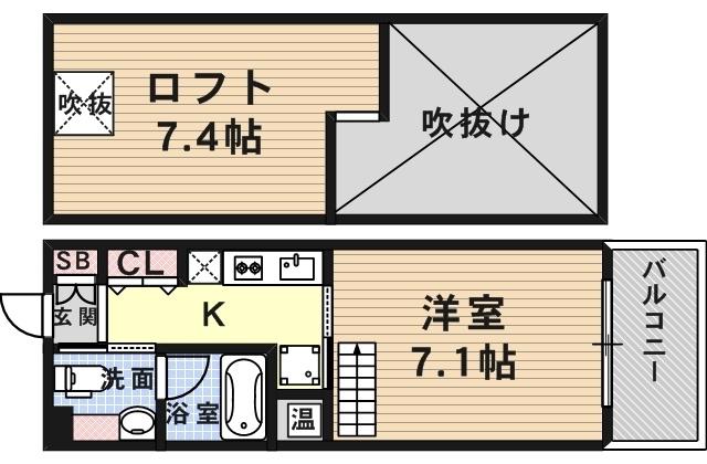 サンコーグランフーテージ(1K/7階)の間取り写真
