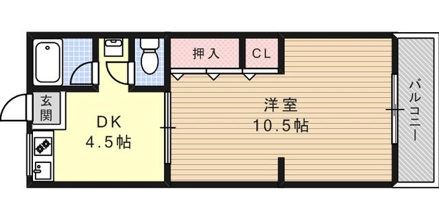 シルバーハイツ大石(1DK/4階)の間取り写真