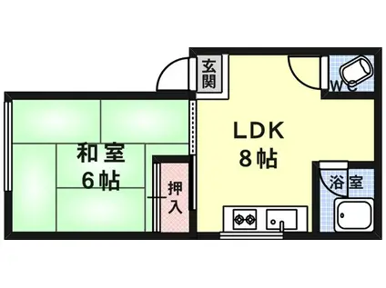 ライト荘(1LDK/4階)の間取り写真