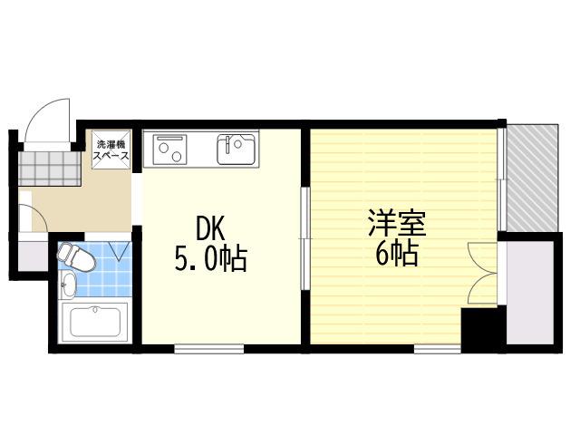 サンパレス21六甲Ⅰ(1DK/4階)の間取り写真