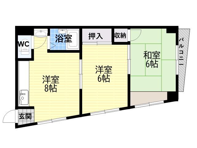 第1徳山ビル(2DK/5階)の間取り写真