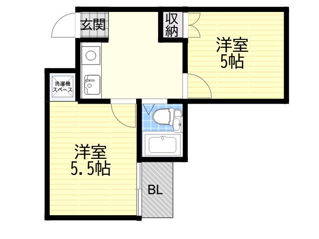 メイプル1番館(2K/4階)の間取り写真