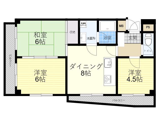 ガイ御影(3DK/4階)の間取り写真