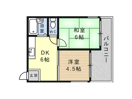 ベルシェ岡本(2DK/3階)の間取り写真