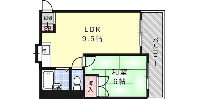 ベルシェ岡本(1LDK/1階)の間取り写真