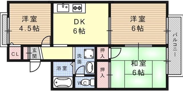 セジュール魚崎(3DK/2階)の間取り写真