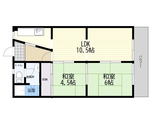 江南荘(2LDK/5階)の間取り写真