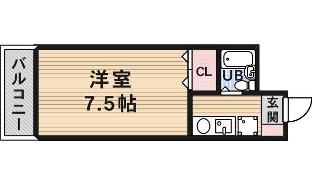 ワコーレ甲南(1K/4階)の間取り写真