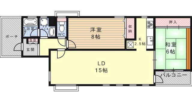 りりぱっとハウス(2LDK/4階)の間取り写真