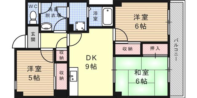オーリッツコート甲南山手(3DK/2階)の間取り写真