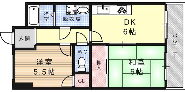 モンテメール六甲(2DK/3階)の間取り写真