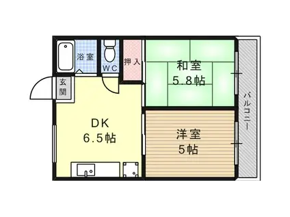 篠原南マンション(2DK/2階)の間取り写真