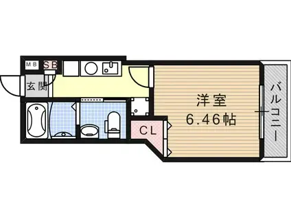 グランデ六甲道(1K/4階)の間取り写真