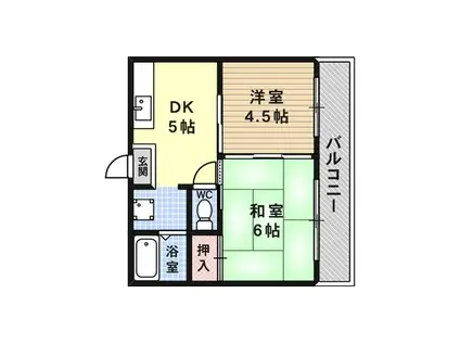 スカイハイツ五和(2K/2階)の間取り写真