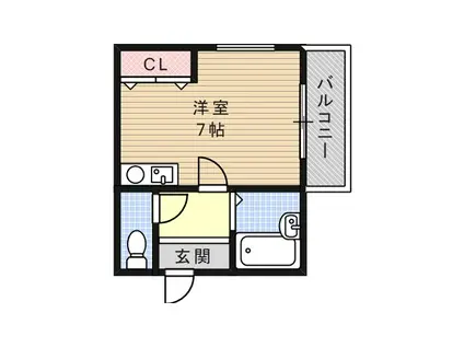 メゾン・ド・花木(ワンルーム/1階)の間取り写真