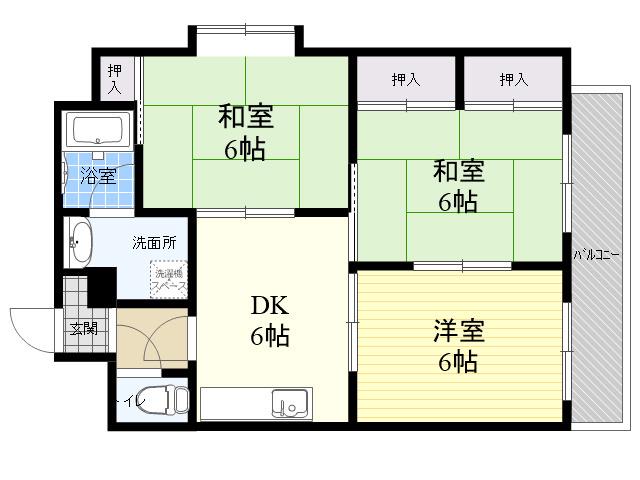 プラントパイン御影(3DK/5階)の間取り写真