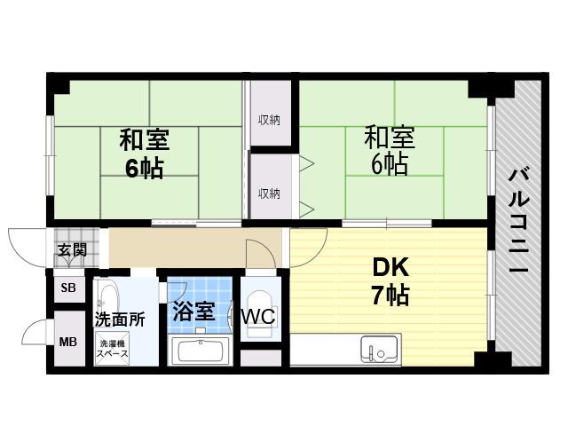 プラントパイン御影(2DK/2階)の間取り写真