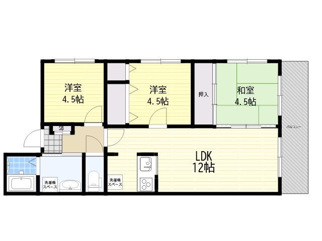 アルトゥーラ御影(3LDK/3階)の間取り写真