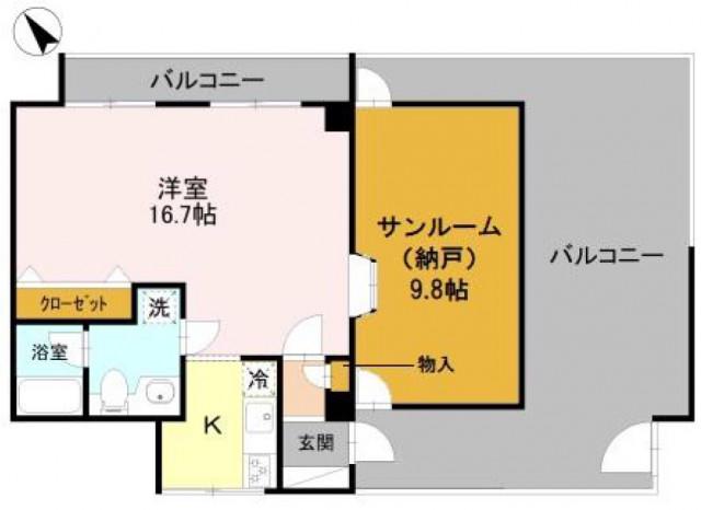 マークハーゲン(ワンルーム/4階)の間取り写真