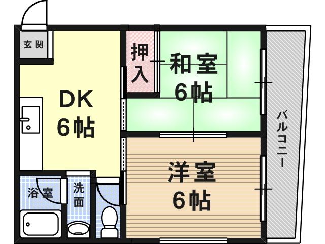 坂田ハイツ(2DK/2階)の間取り写真