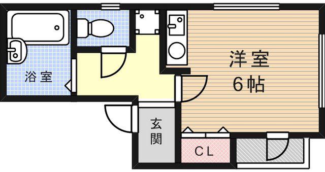 フルール西岡本(1K/3階)の間取り写真