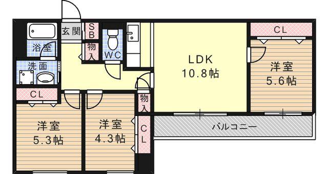 リバーサイド青谷(3LDK/2階)の間取り写真