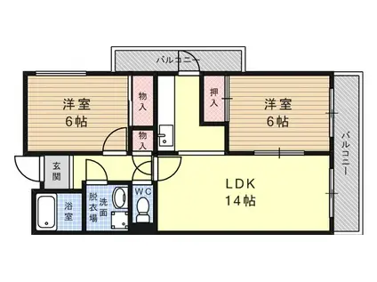 ガーネット森北(2LDK/1階)の間取り写真