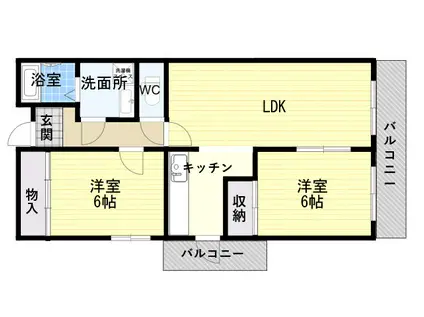 ガーネット森北(2LDK/3階)の間取り写真