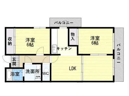 ガーネット森北(2LDK/2階)の間取り写真
