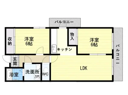 ガーネット森北(2LDK/3階)の間取り写真