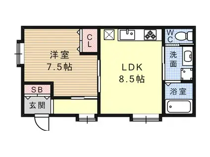 六甲グリーンハイツ(1DK/1階)の間取り写真