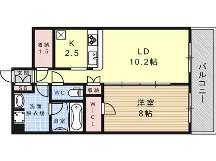 サニープレイス西芦屋2号館(1LDK/7階)の間取り写真