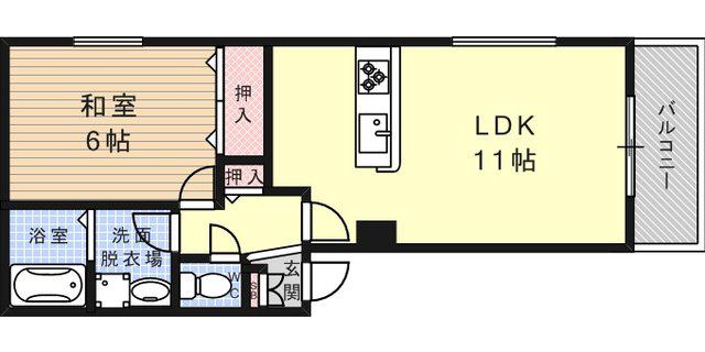 エクセレント御影(1LDK/3階)の間取り写真